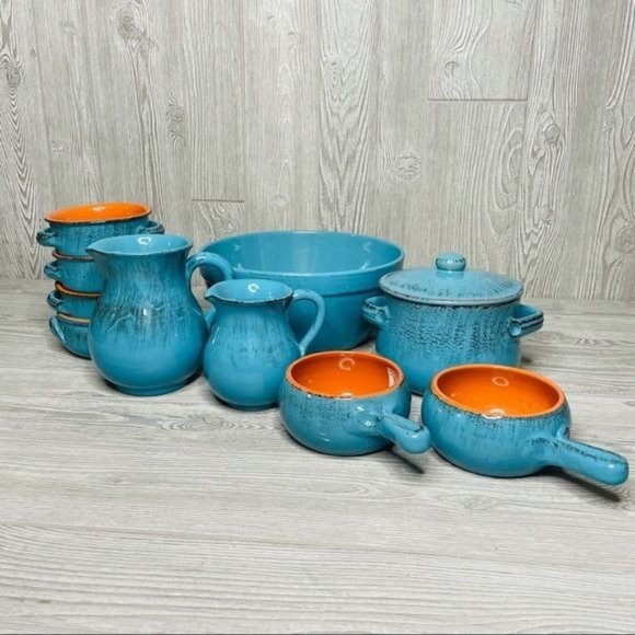 De Silva Italian Glazed Pottery Pitchers turquoise kitchen decoration - Picture 6 of 6
